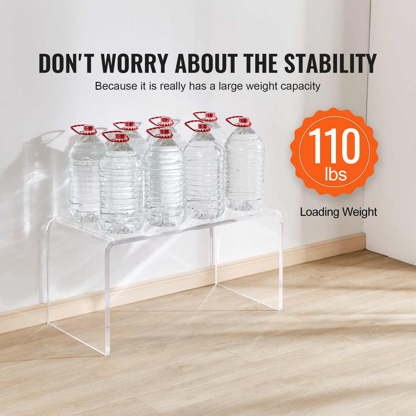 VEVOR Clear Acrylic C-Shaped Coffee Table - 16.3" Transparent Side Table