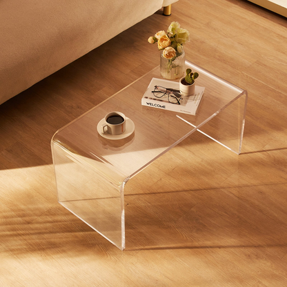 VEVOR Clear Acrylic C-Shaped Coffee Table - 16.3" Transparent Side Table