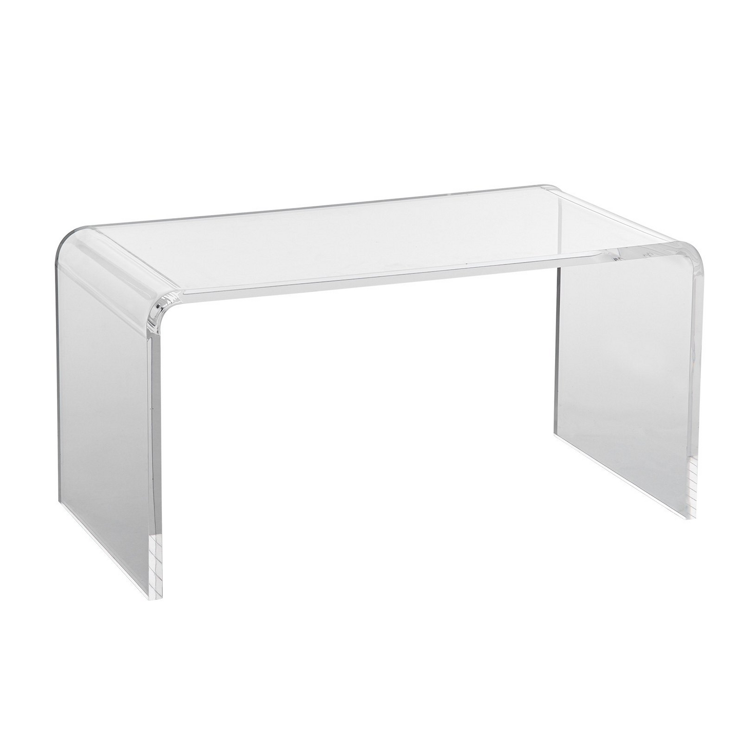 VEVOR Clear Acrylic C-Shaped Coffee Table - 16.3" Transparent Side Table