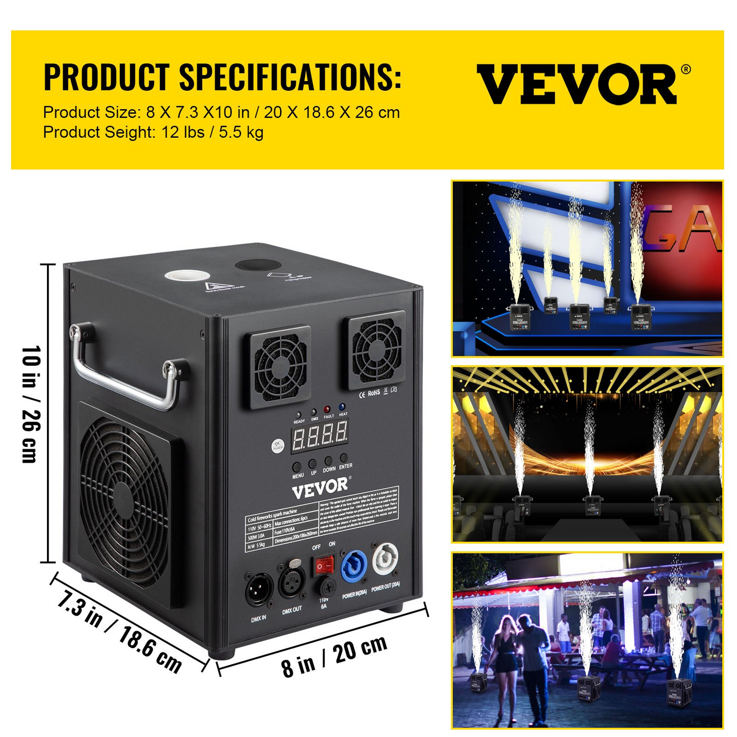 VEVOR Stage Equipment Special Effect Machine, 500W Stage Lighting Effect Machine with Wireless Remote Control, Smart DMX Control Stage Equipment Beautiful Showing Machine for Wedding, Musical Show, DJ