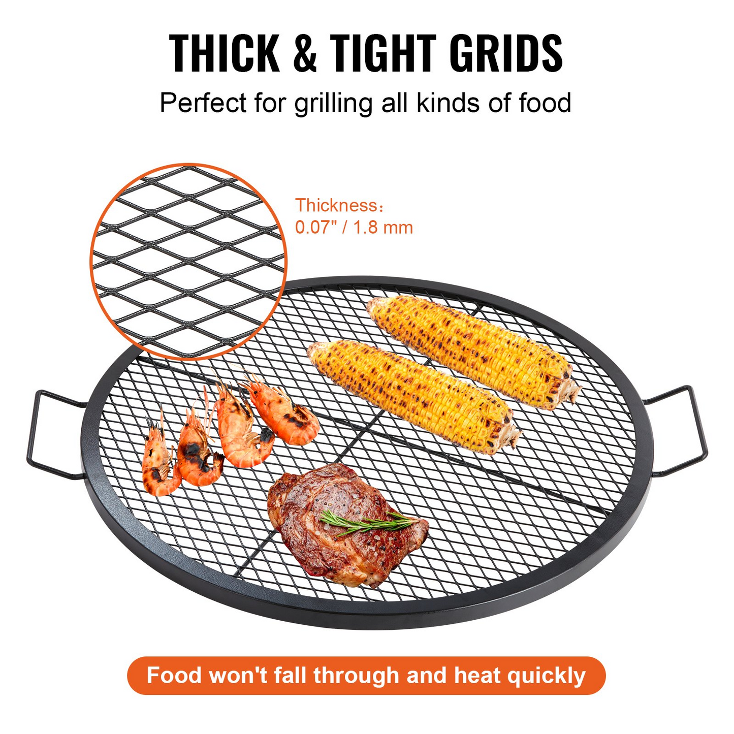 VEVOR X-Marks Fire Pit Grill Grate | Round Cooking Grate | Heavy Duty Steel Campfire BBQ Grill Grid