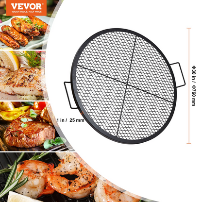 VEVOR X-Marks Fire Pit Grill Grate | Round Cooking Grate | Heavy Duty Steel Campfire BBQ Grill Grid