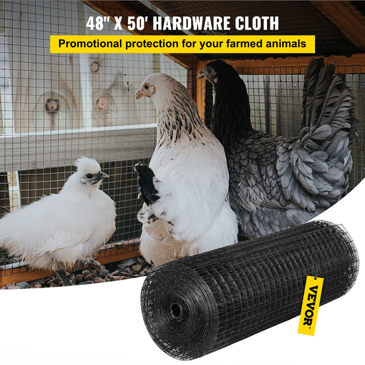 VEVOR Hardware Cloth - 48" x 50' Galvanized Steel Vinyl Coated Chicken Wire Fencing