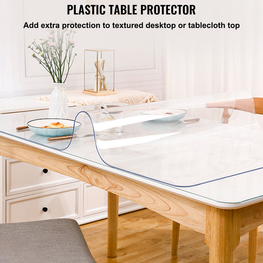 VEVOR 84 x 42 Inch Clear Table Cover Protector, 1.5mm Thick Clear Desk Protector Table Pads, Plastic Tablecloth Table Protector for Dining Room Table