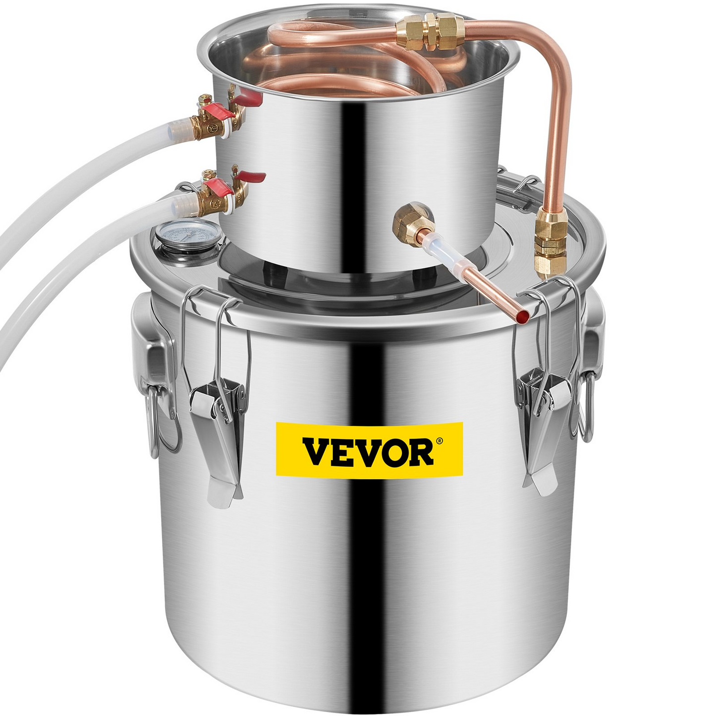 VEVOR 12L Water Alcohol Distiller 3GAL Copper Wine Making Boiler Multi Home DIY Brewing Distilling Kit for Fruit Wine, Water, Brandy, And Refining Plant Extracts