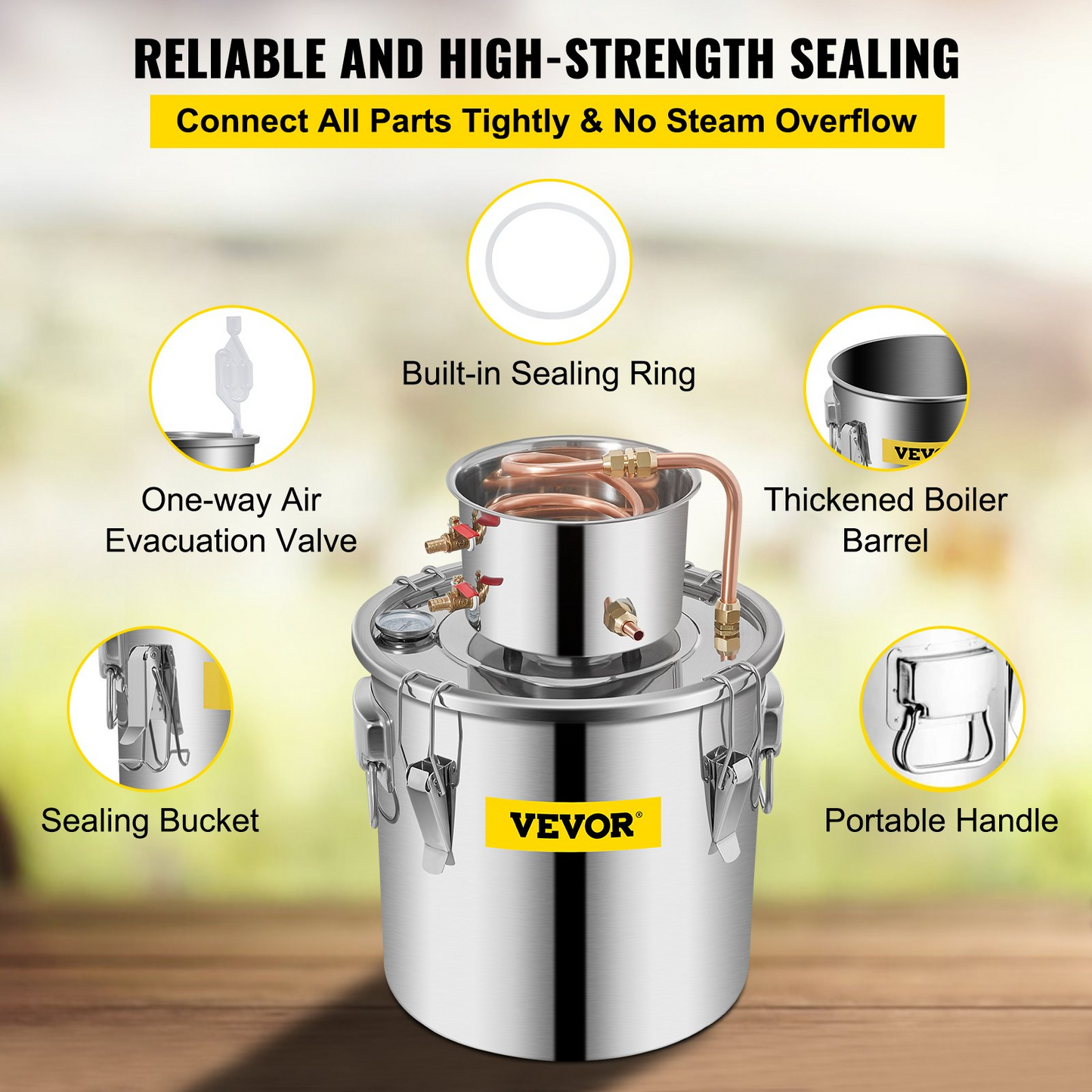 VEVOR 9.6 Gal Moonshine Still Kit - 38L Stainless Steel Distillery Set