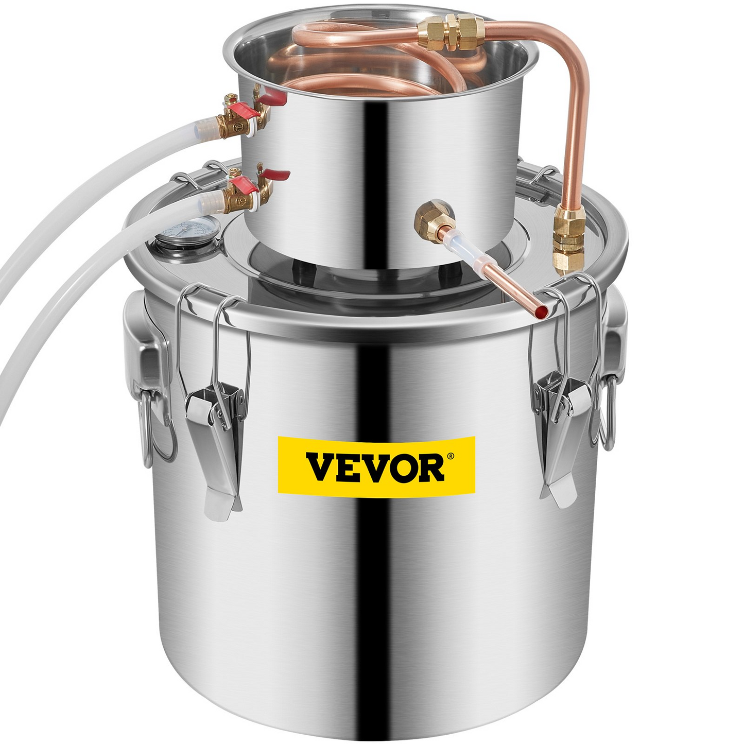 VEVOR Alcohol Still 8Gal 30L Stainless Steel Water Alcohol Distiller Copper Tube Home Brewing Kit Build-in Thermometer for DIY Whisky Wine Brandy