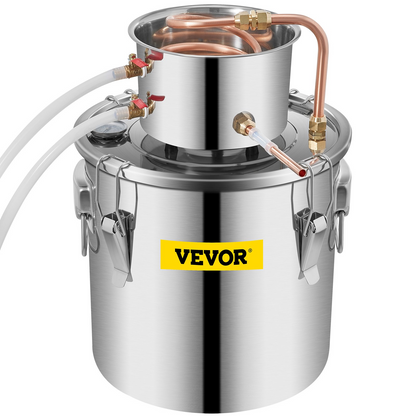 VEVOR Alcohol Still 5 Gal 21L Stainless Steel Water Alcohol Distiller Copper Tube Home Brewing Kit Build-in Thermometer for DIY Whisky Wine Brandy