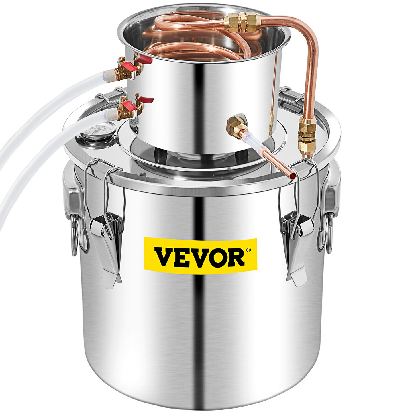 VEVOR Alcohol Still, 50L Distillery Kit w/Condenser & Pump, 13.2Gal Alcohol Still w/Copper Tube, Whiskey Distilling Kit w/Build-in Thermometer, Whiskey Making Kit for DIY Alcohol, Stainless Steel