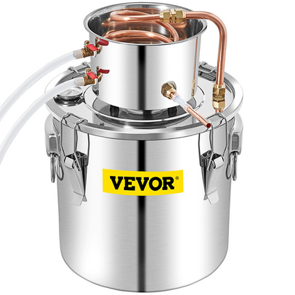 VEVOR Alcohol Still, 50L Distillery Kit w/Condenser & Pump, 13.2Gal Alcohol Still w/Copper Tube, Whiskey Distilling Kit w/Build-in Thermometer, Whiskey Making Kit for DIY Alcohol, Stainless Steel