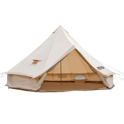 VEVOR 5-8 Person Canvas Glamping Bell Tent, Breathable Waterproof Yurt Tent with Stove Jack and Detachable Side Wall for Family Camping,13'x 13'x98"(Diameter 4M)