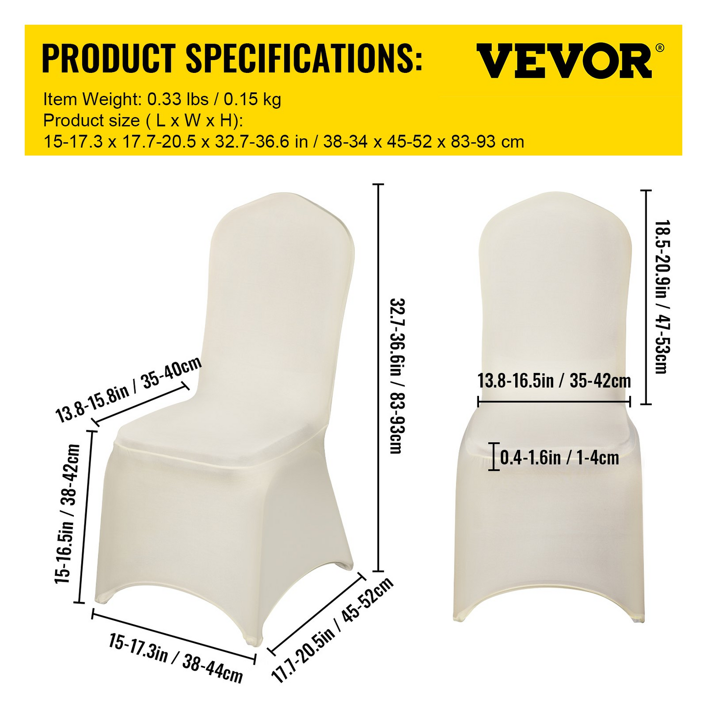 Stretch Spandex Chair Covers (100PCS, Ivory White) - Universal Fit for Events