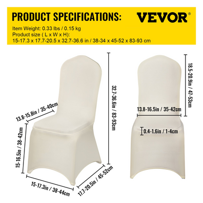 Stretch Spandex Chair Covers (100PCS, Ivory White) - Universal Fit for Events