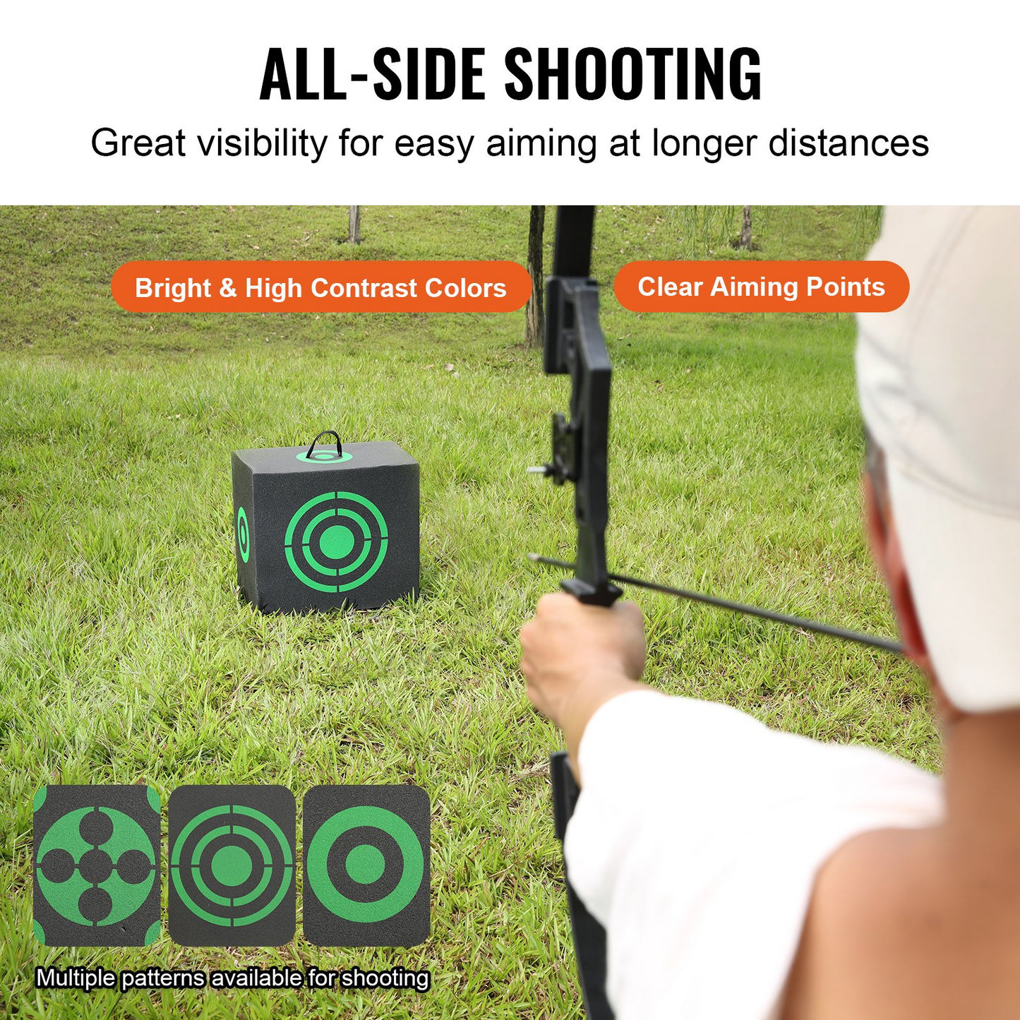 VEVOR Archery Target, 16"x18" All-side Shotting Archery Arrow Target, Outdoor Portable Archery Target with Carry Handle, Easy Arrow Removal, Great Visibility, Lightweight, Easy to Transport, Black