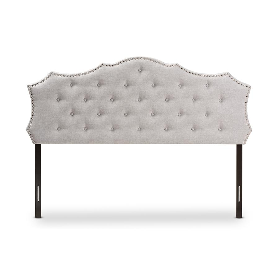 Aurora Modern and Contemporary Greyish Beige Fabric King Size Headboard