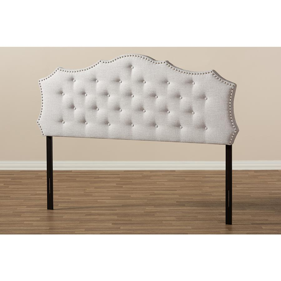 Aurora Modern and Contemporary Greyish Beige Fabric King Size Headboard