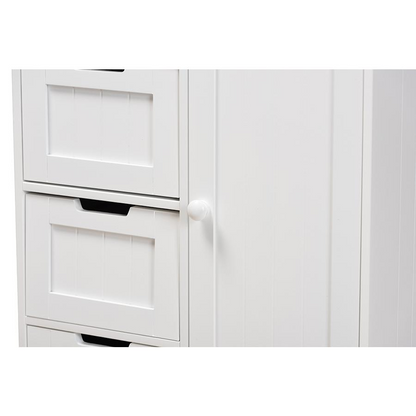 White Finished Wood 4-Drawer Bathroom Storage Cabinet - Modern Solution for Decluttering Your Bathroom