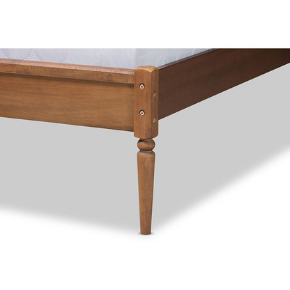 Traditional Walnut Brown Finished Wood Full Size Platform Bed