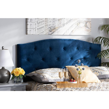 Upgrade Your Bedroom with the Exquisite Navy Blue Velvet Fabric Upholstered King Size Headboard