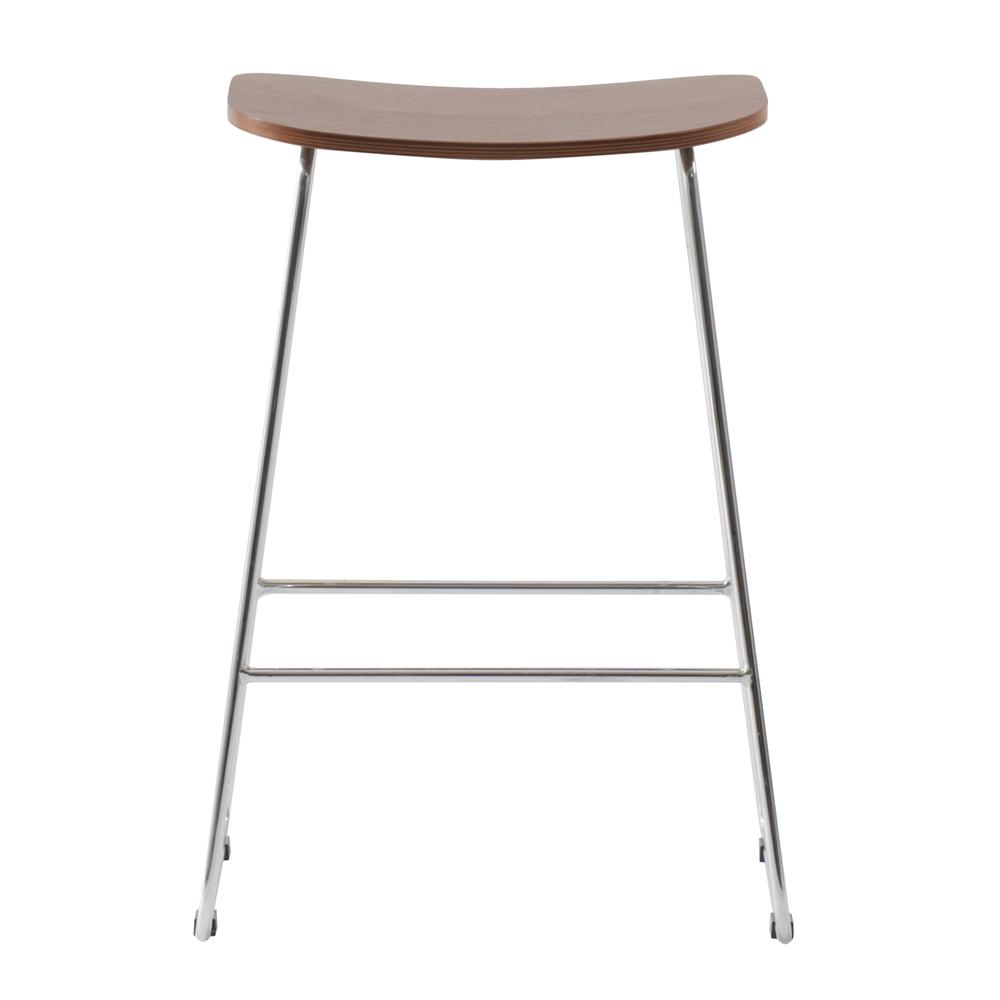 Modern Wood Counter Stool With Chrome Frame - Navarrete Furniture