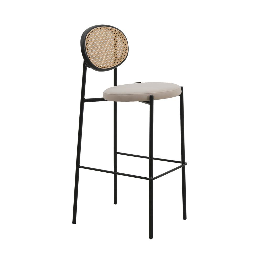 Modern Wicker Bar Stool With Black Steel Frame, Set of 2 - Navarrete Furniture