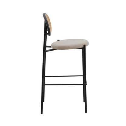 Modern Wicker Bar Stool With Black Steel Frame, Set of 2 - Navarrete Furniture