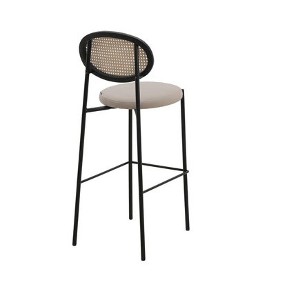 Modern Wicker Bar Stool With Black Steel Frame, Set of 2 - Navarrete Furniture