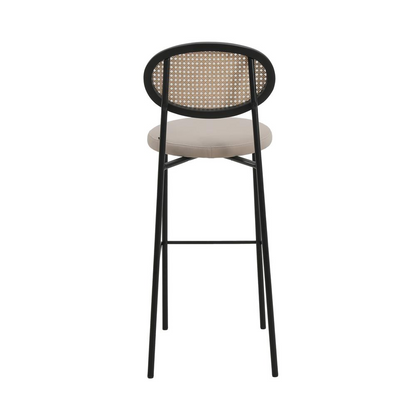 Modern Wicker Bar Stool With Black Steel Frame, Set of 2 - Navarrete Furniture