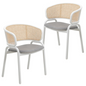 Dining Chair with White Powder Coated Steel Legs and Wicker Back, Set of 2