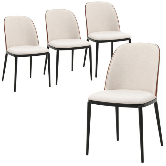 Mid-Century Modern Dining Side Chair with Velvet Seat and Steel Frame Set of 4 - Navarrete Furniture