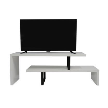 Orford Mid-Century Modern TV Stand with MDF Shelves and Powder Coated Iron Legs - Navarrete Furniture