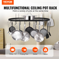 VEVOR 36" Ceiling Mount Pot Rack with 20 Hooks, 80 lbs Capacity