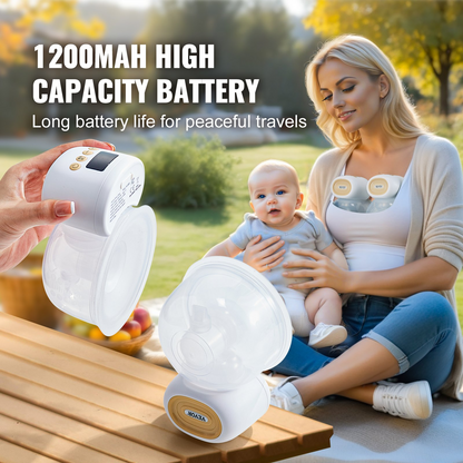 VEVOR Breast Pump, Wearable Electric Breast Pumps Hands Free, 4 Mode & 12 Levels, 300mmHg Strong Suction, Ultra-Quiet Rechargeable Portable Breastfeeding Pump with LED Display, 24mm Insert/28mm Flange