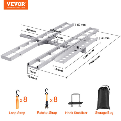 VEVOR Motorcycle Carrier Scooter Dirt Bike Hitch Mount 600LBS Rack Ramp Hauler