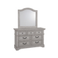 Stonebrook Youth Dresser and Mirror - Antique Gray, 7 Drawers, Hammered Knobs, Felt-Lined Top Drawers