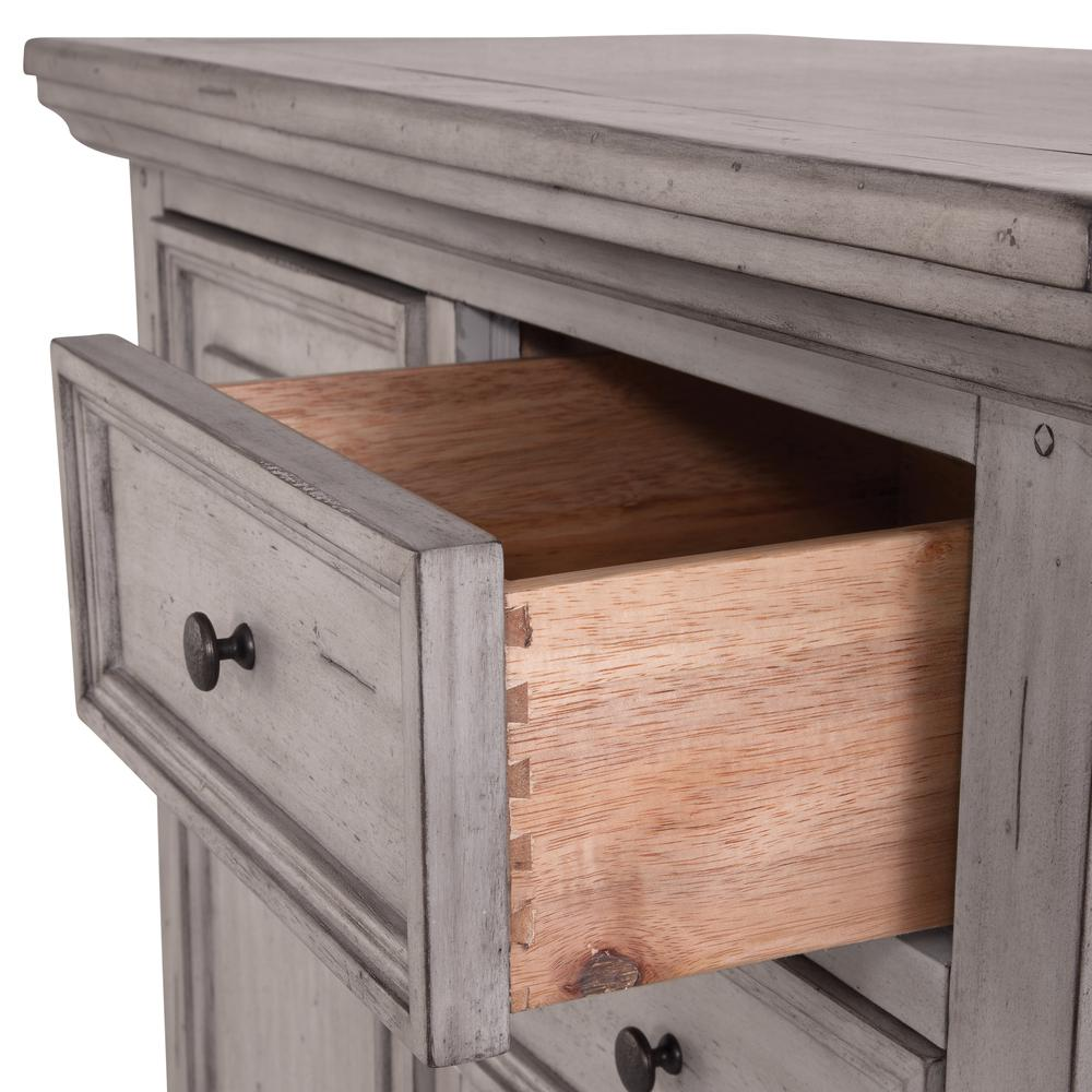 Stonebrook Youth Dresser and Mirror - Antique Gray, 7 Drawers, Hammered Knobs, Felt-Lined Top Drawers