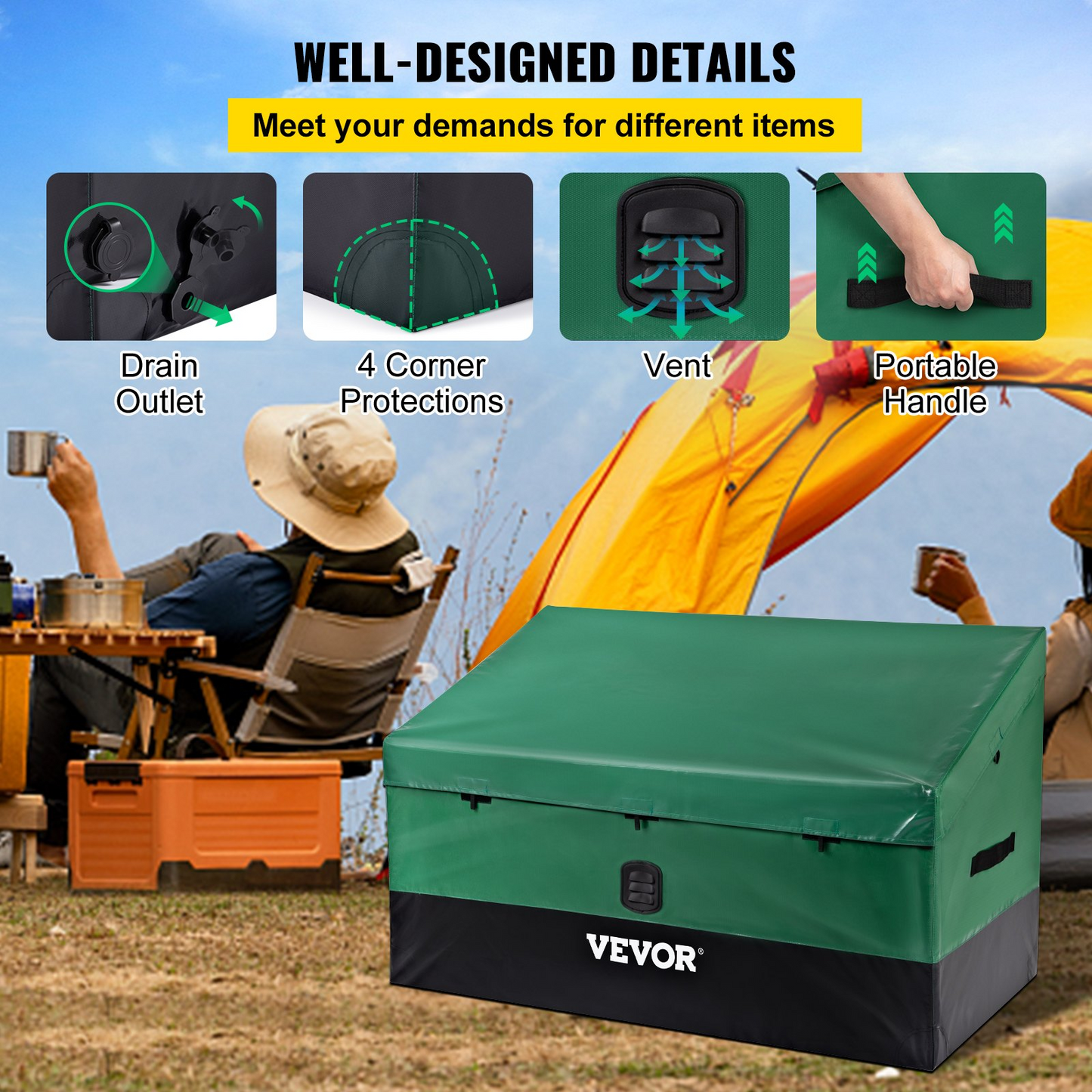 VEVOR Outdoor Storage Box Patio Deck Box 100 Gallon Waterproof PE Tarpaulin