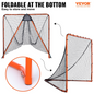 VEVOR Lacrosse Goal, 6' x 6' Lacrosse Net, Folding Portable Backyard Lacrosse Training Equipment, Steel Frame Training Net, Quick & Easy Setup Lacrosse Goal, Perfect for Youth Adult Training, Orange