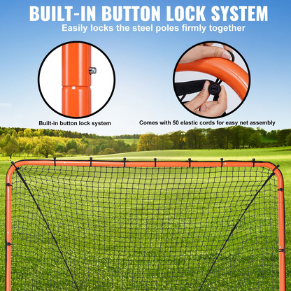 VEVOR Lacrosse Goal, 6' x 6' Lacrosse Net, Folding Portable Backyard Lacrosse Training Equipment, Steel Frame Training Net, Quick & Easy Setup Lacrosse Goal, Perfect for Youth Adult Training, Orange