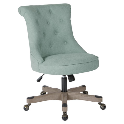 Hannah Tufted Office Chair | Mint Fabric | Grey Wood Base