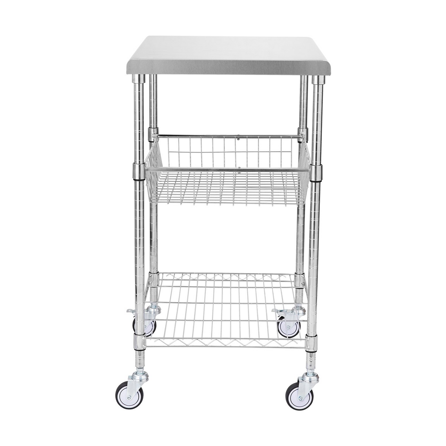 VEVOR 3-Tier Rolling Utility Cart - 24"x20"x36.6", 470 LBS Capacity