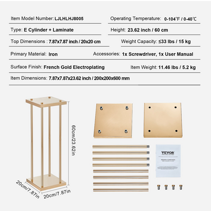 VEVOR 4PCS Gold Metal Column Wedding Flower Stand, 23.6inch High With Metal Laminate, Vase Geometric Centerpiece Stands, Cylindrical Floral Display Rack for Events Reception, Party Road Leads