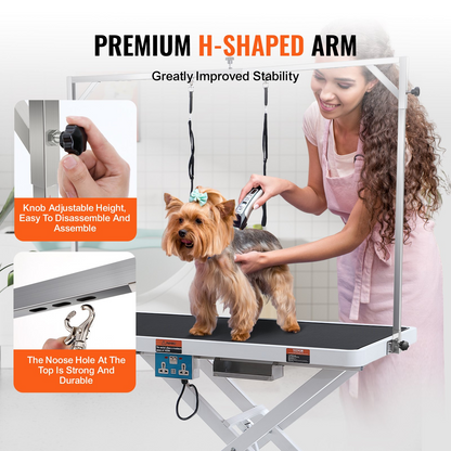 VEVOR 50" Electric Pet Grooming Table, Heavy Duty Dog Grooming Arm for Large Dogs, Height Adjustable Dog Grooming Station, Anti Slip Tabletop/Dog Grooming Station, Max Bearing 400LBS