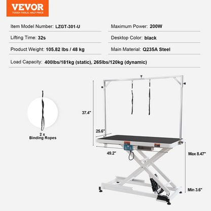 VEVOR 50" Electric Pet Grooming Table, Heavy Duty Dog Grooming Arm for Large Dogs, Height Adjustable Dog Grooming Station, Anti Slip Tabletop/Dog Grooming Station, Max Bearing 400LBS