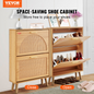 VEVOR 2-Drawer Shoe Cabinet with Rattan Doors for Entryway & Living Room