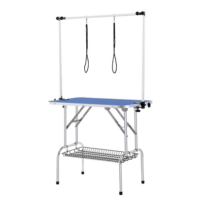 VEVOR Pet Grooming Table Two Arms with Clamp, 36''x24'' Dog Grooming Station, Foldable Pets Grooming Stand for Medium and Small Dogs, Free No Sit Haunch Holder with Grooming Loop, Bearing 330lbs