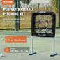 VEVOR 9 Hole Baseball Net, 28"x27" Softball Baseball Training Equipment for Hitting Pitching Practice, Heavy Duty Height Adjustable Trainer Aid with Strike Zone & 4 Ground Stakes, for Youth Adults