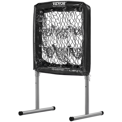 VEVOR 9 Hole Baseball Net, 28"x27" Softball Baseball Training Equipment for Hitting Pitching Practice, Heavy Duty Height Adjustable Trainer Aid with Strike Zone & 4 Ground Stakes, for Youth Adults