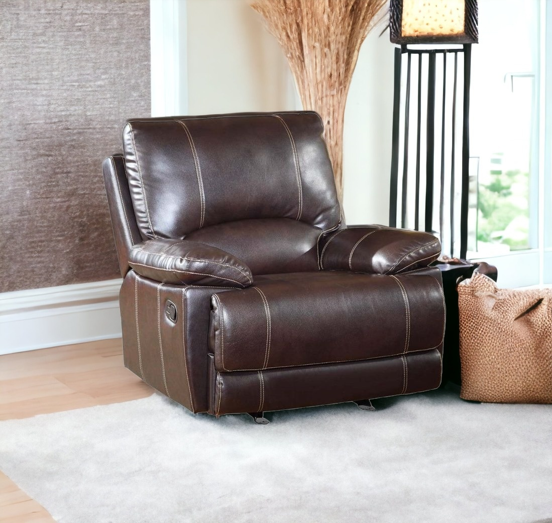 41" Brown Leather Match Recliner - Luxurious and Functional | Perfect for Relaxation