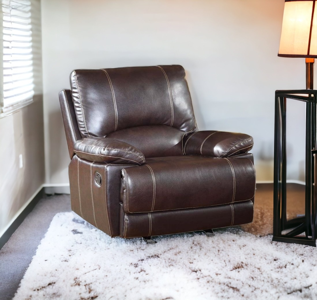 41" Brown Leather Match Recliner - Luxurious and Functional | Perfect for Relaxation